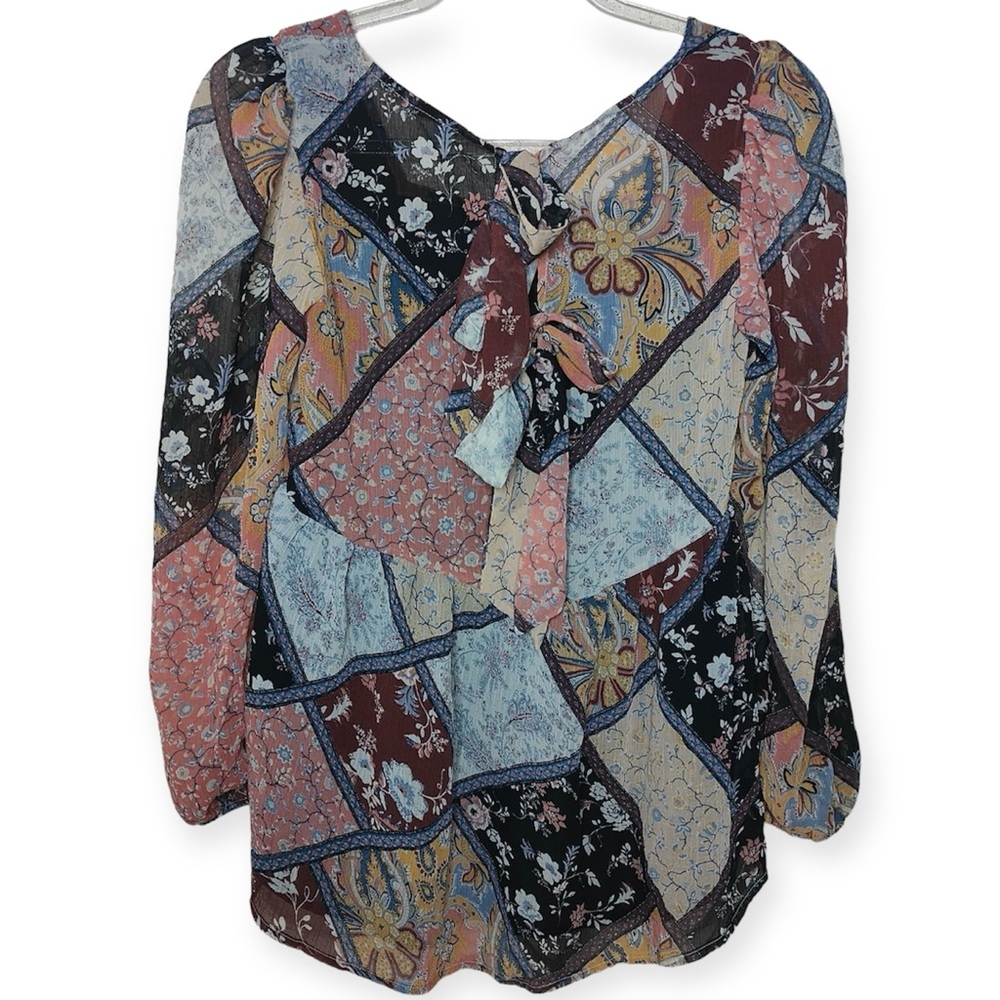 American Eagle Boho Patchwork Graphic Print Long … - image 6